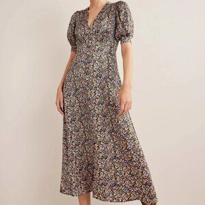 NWT Boden Satin Midi spring floral Tea Dress 6
